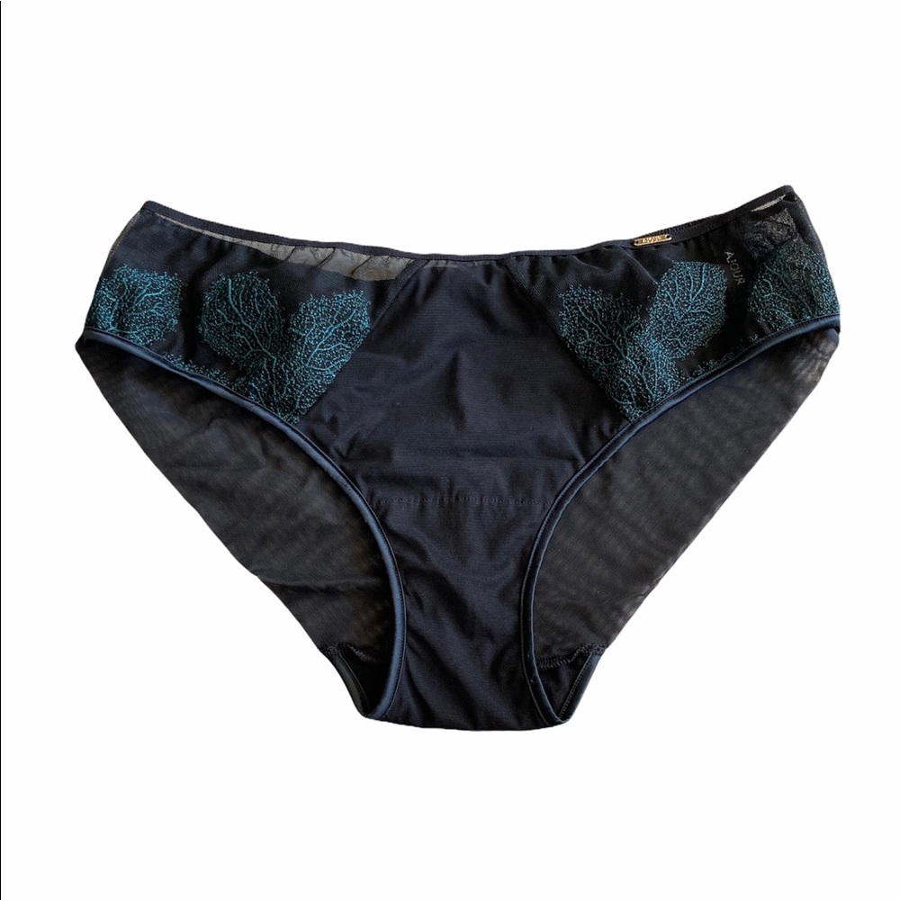 Ajour Luxury Lingerie Bra And Panty Set Sexy Black Green Embroidery Romantic Fun - Picture 7 of 14